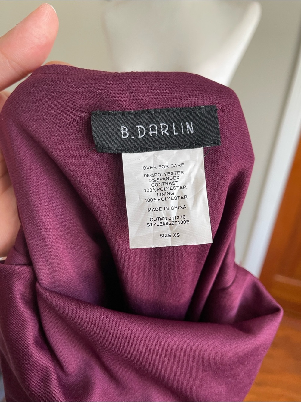 B Darlin Sparkling Burgundy Tie-Back Mini Dress - Picture 5 of 5